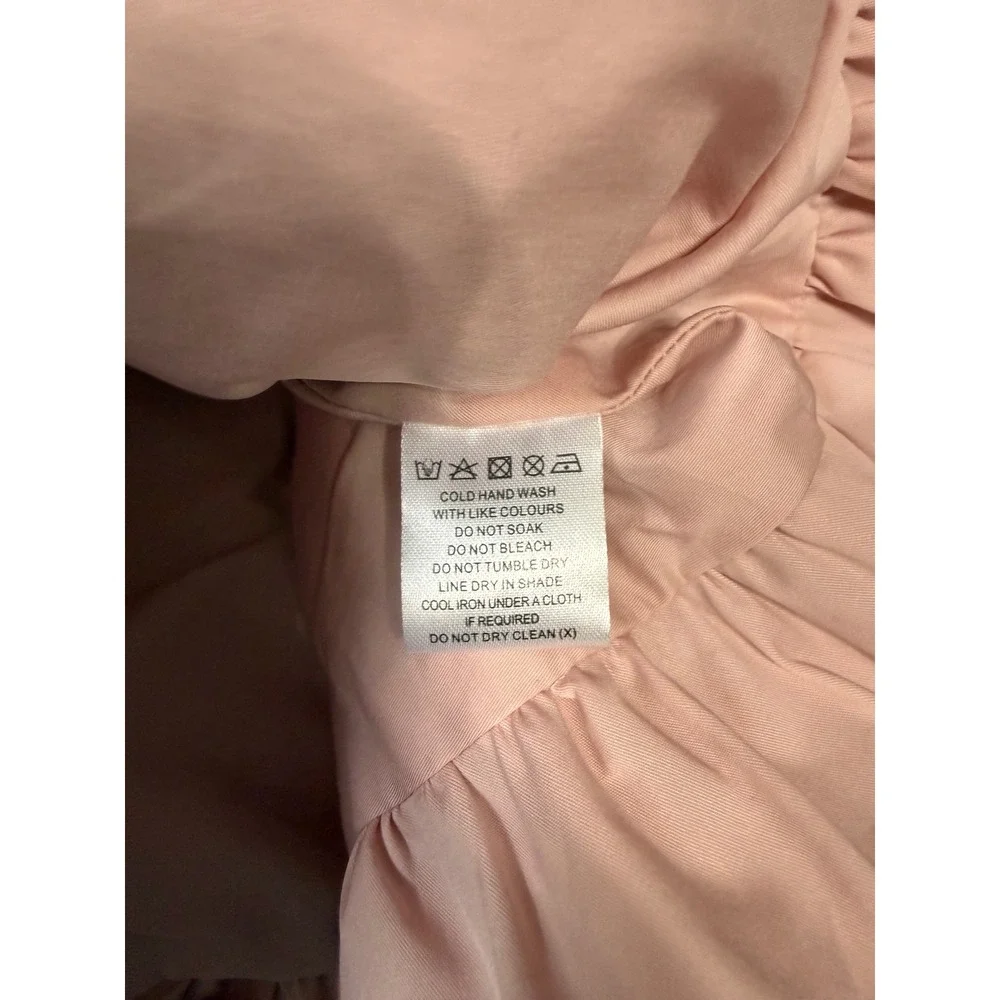 Meshki Pink Ruched Bubble Hem Mini Dress Halter Neckline Large Coquette Romanic - Picture 7 of 8